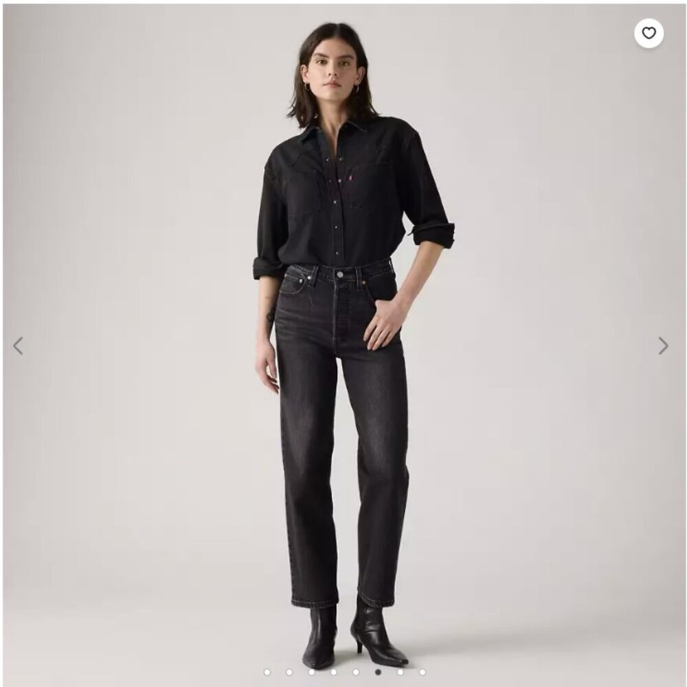 Levi's Ribcage Straight Ankle Jeans in Black Size 24